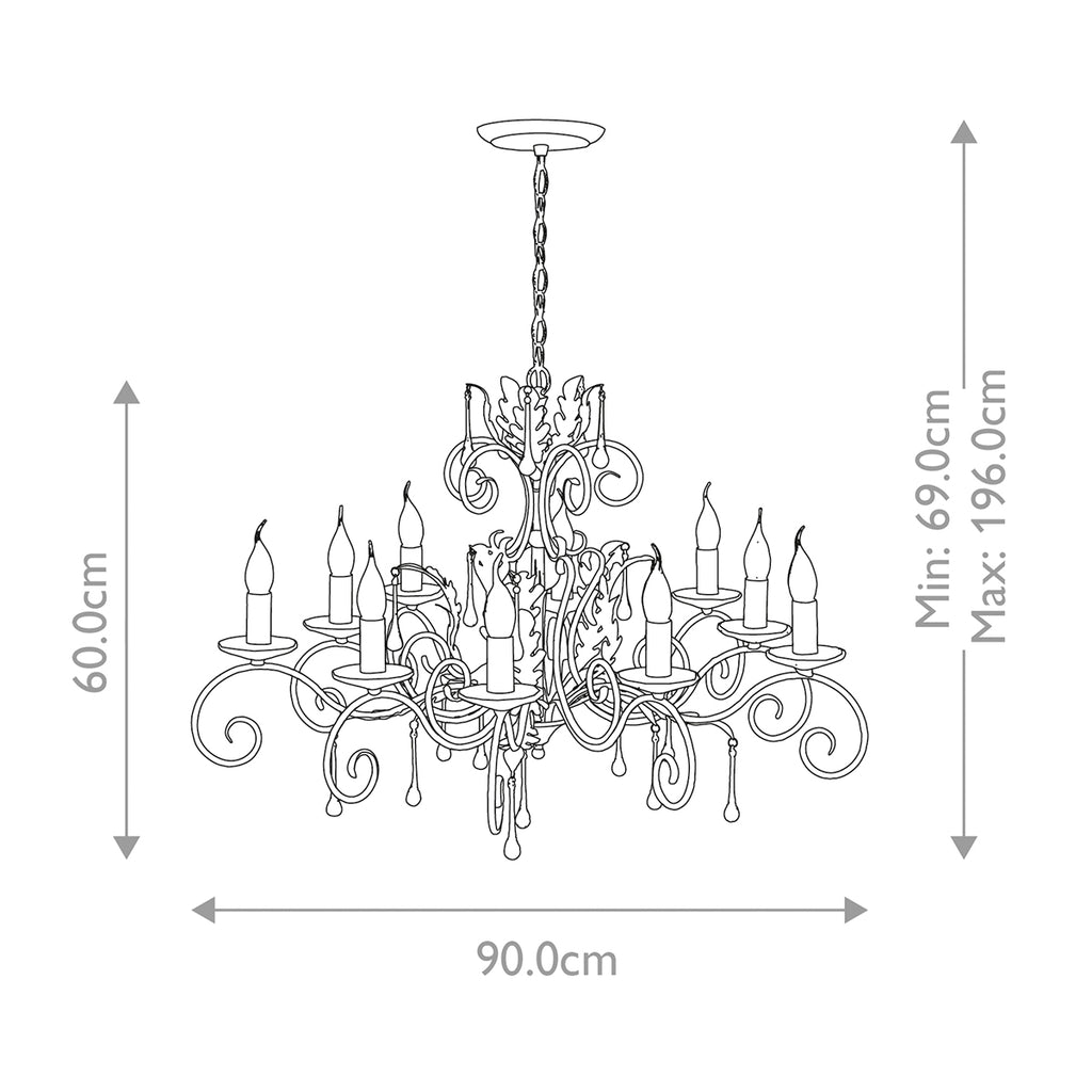 Elstead Amarilli 10 Light Chandelier in Black Silver