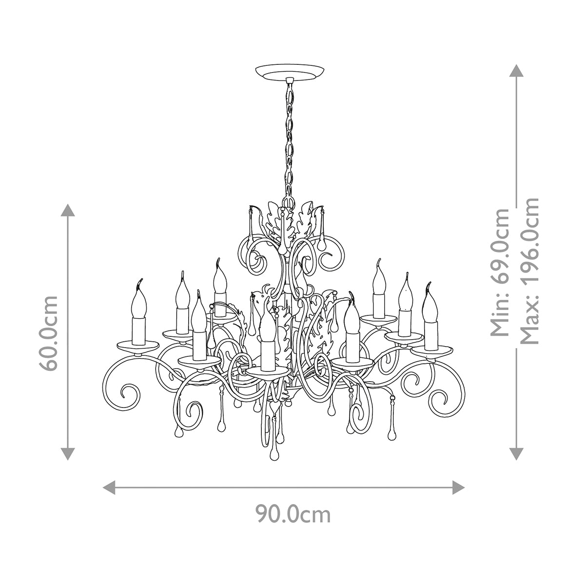Elstead Amarilli 10 Light Chandelier in Black Silver