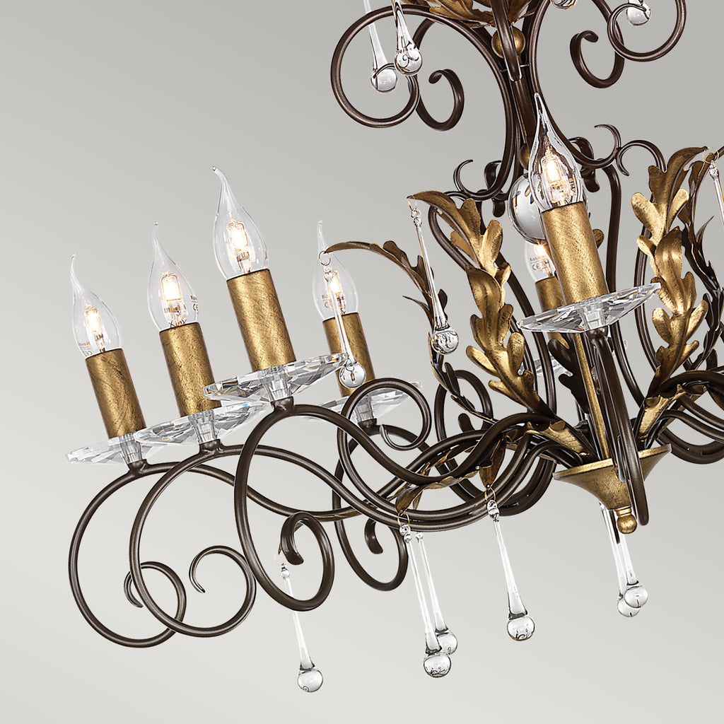Elstead Amarilli 10 Light Chandelier in Bronze and Gold