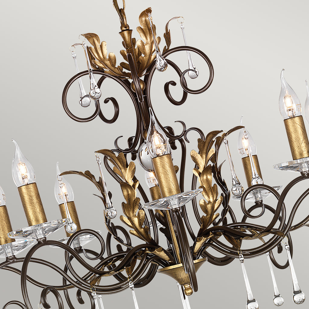 Elstead Amarilli 10 Light Chandelier in Bronze and Gold