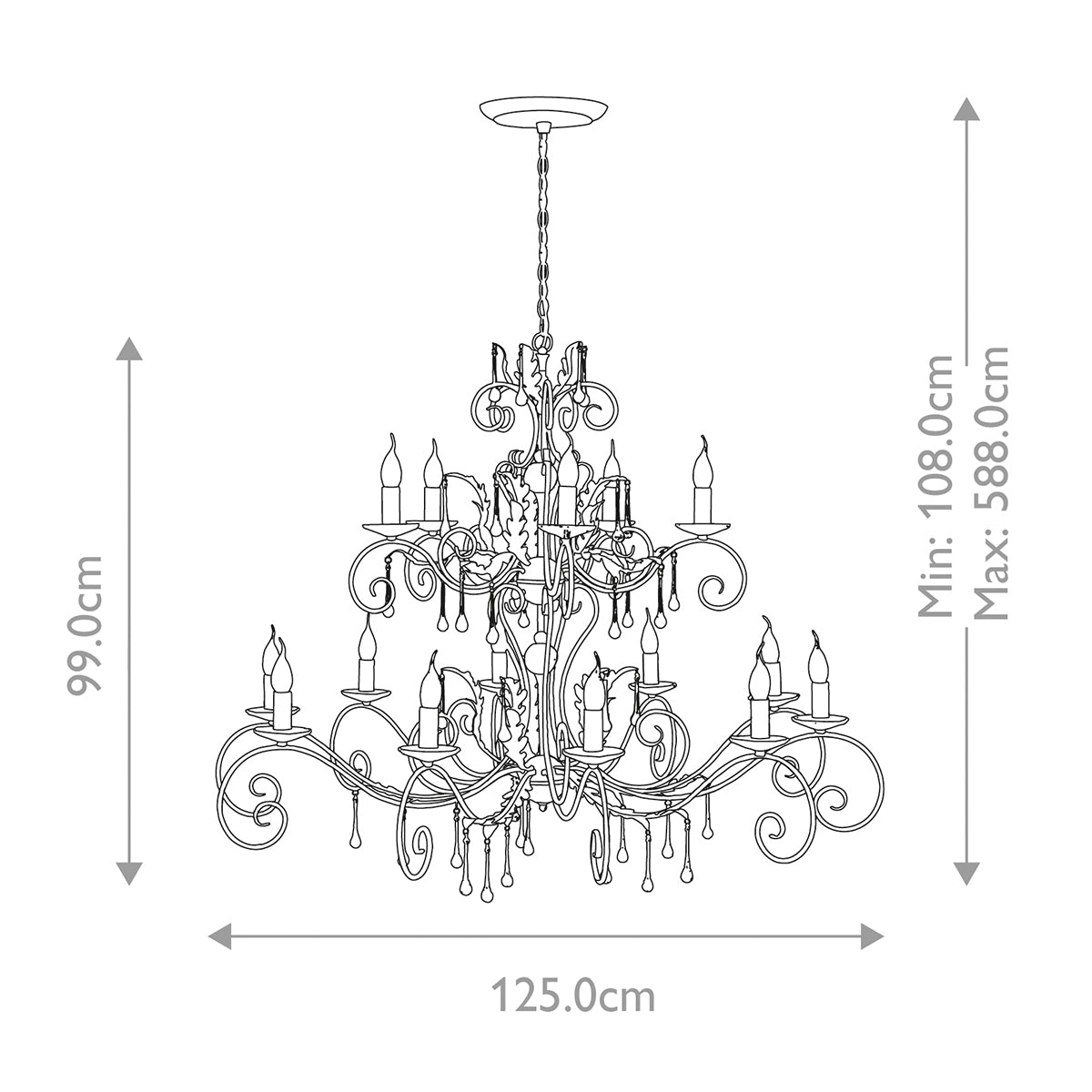 Elstead Amarilli 15 Light Chandelier in Black Silver