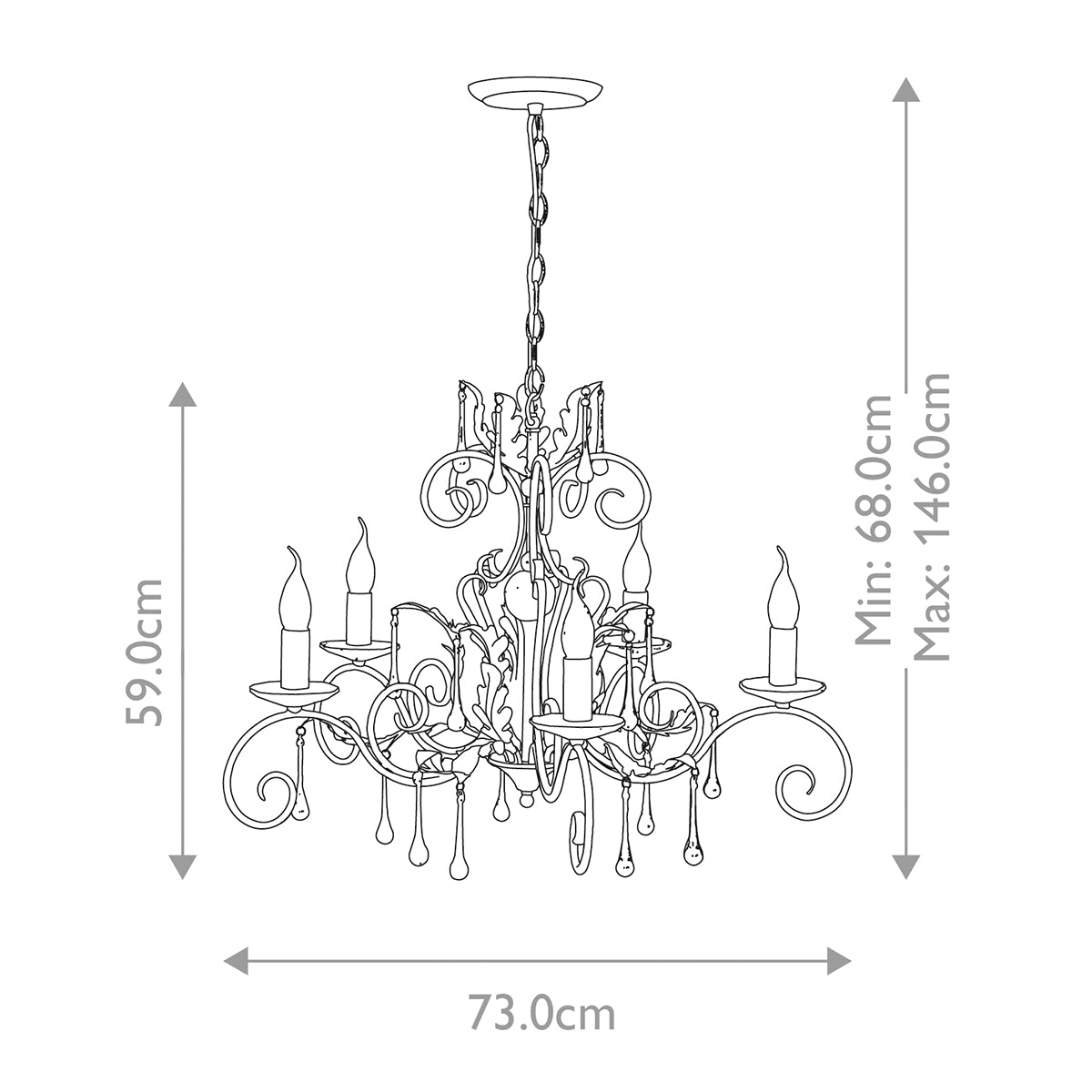 Elstead Amarilli 5 Light Chandelier in Black and Silver