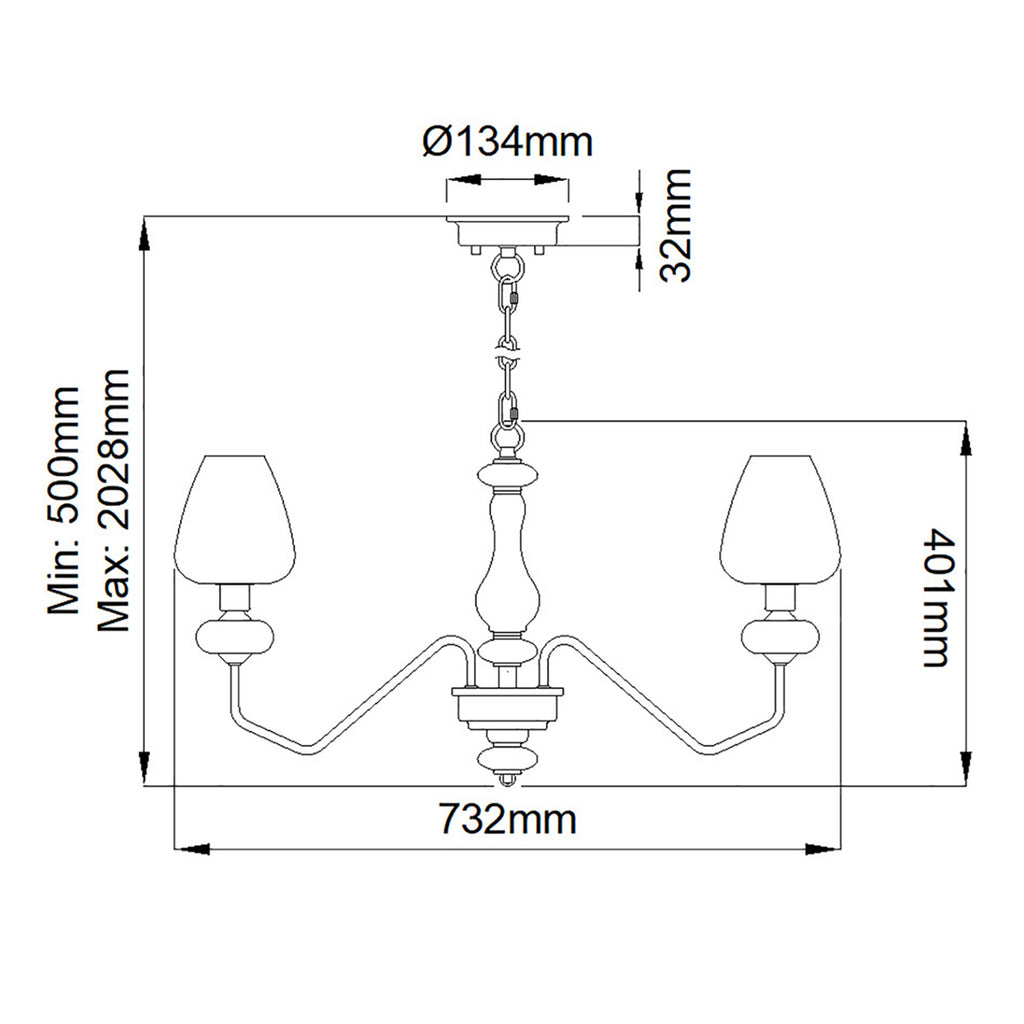 Elstead Armand 5 Light Chandelier in Aged Brass