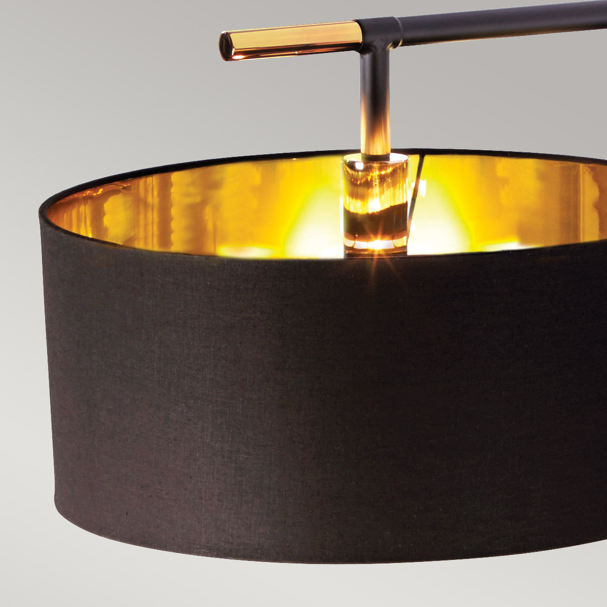 Elstead Balance 1 Light Floor Lamp in Black with Polished Brass with Black Shade