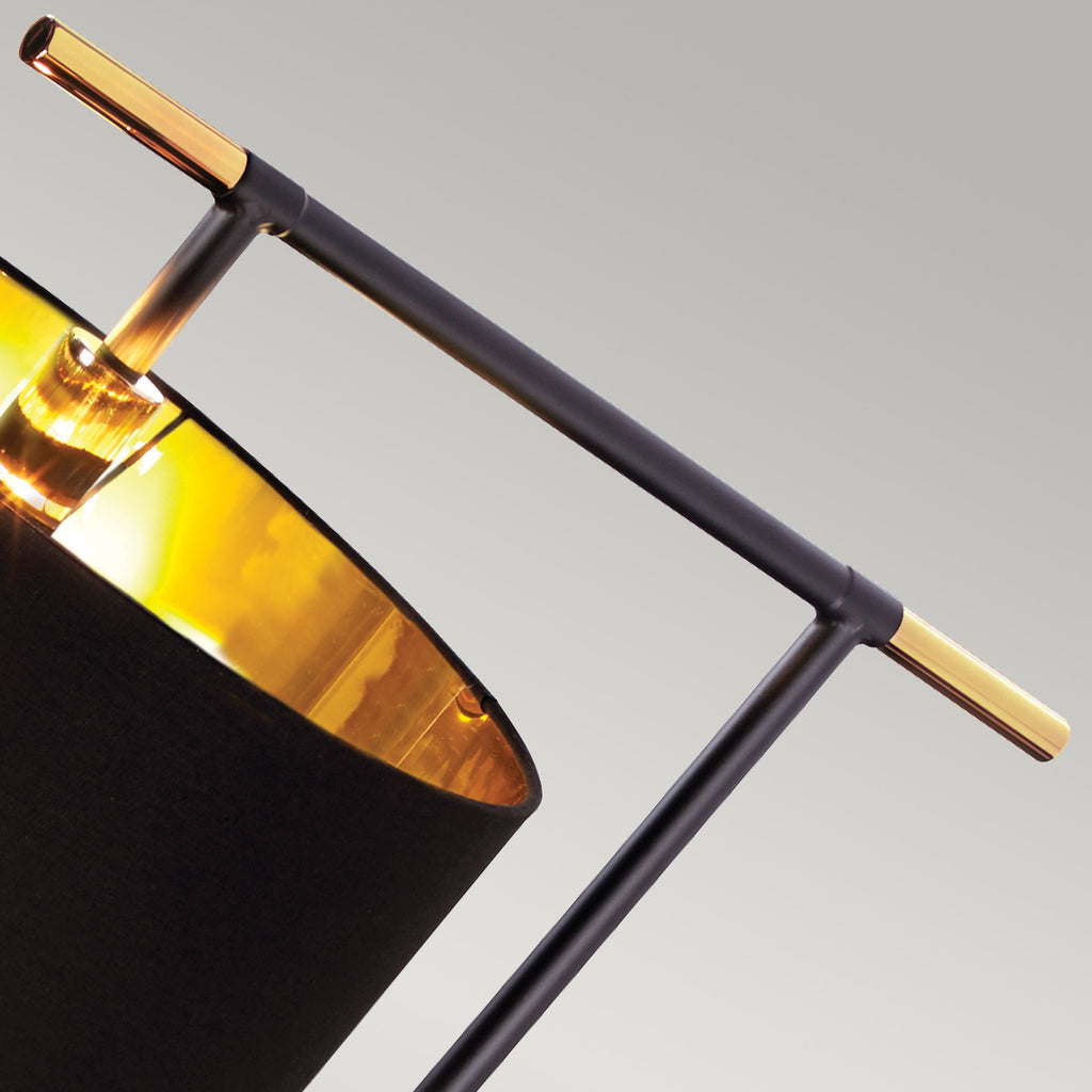 Elstead Balance 1 Light Floor Lamp in Black with Polished Brass with Black Shade