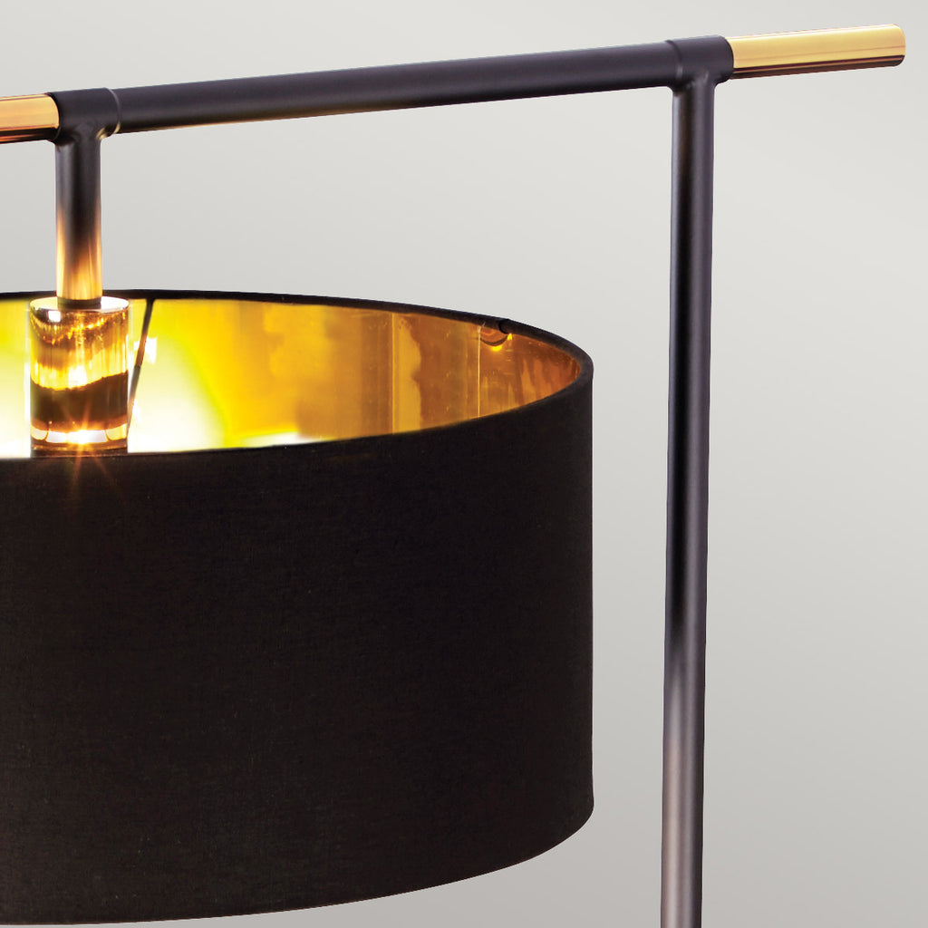 Elstead Balance 1 Light Floor Lamp in Black with Polished Brass with Black Shade