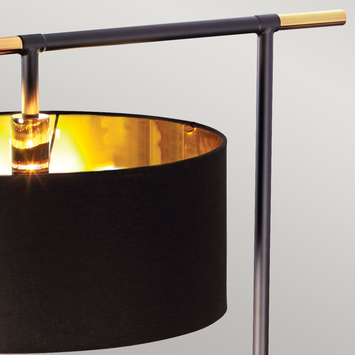 Elstead Balance 1 Light Floor Lamp in Black with Polished Brass with Black Shade