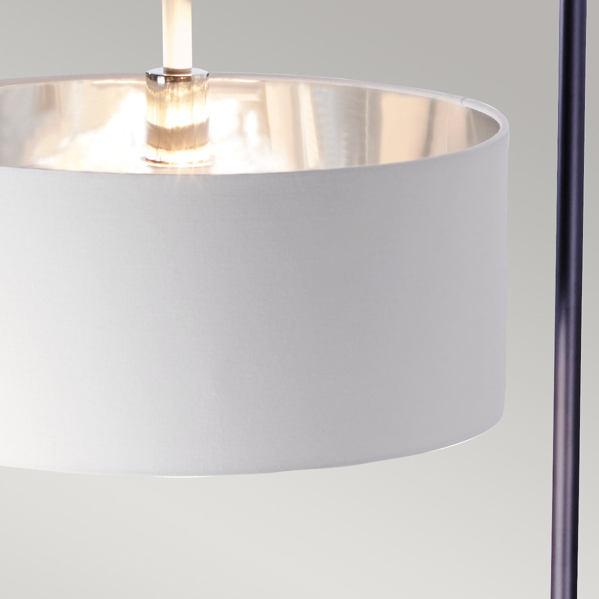 Elstead Balance 1 Light Floor Lamp in Black with Polished Nickel with White Shade