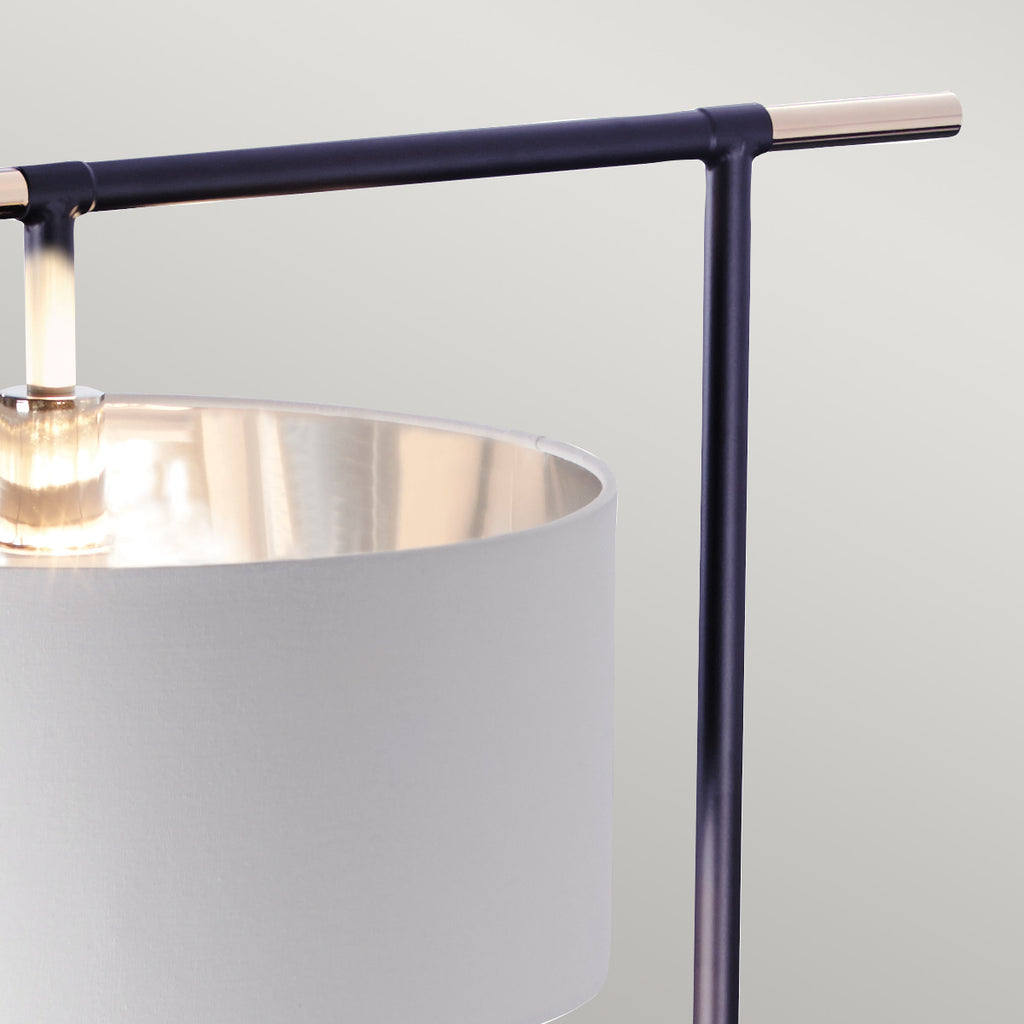 Elstead Balance 1 Light Floor Lamp in Black with Polished Nickel with White Shade
