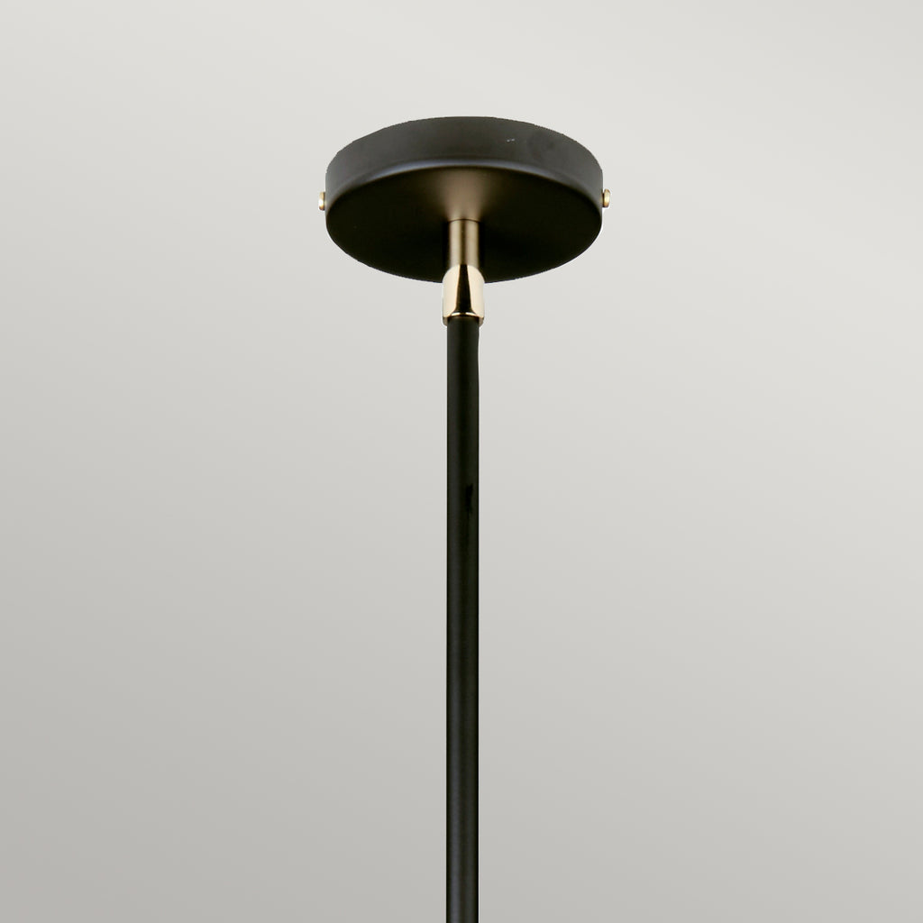Elstead Balance 1 Light Pendant Light in Black with Polished Nickel Accents and White Shade