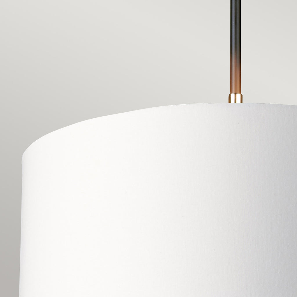 Elstead Balance 1 Light Pendant Light in Black with Polished Nickel Accents and White Shade
