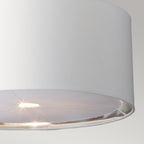 Elstead Balance 1 Light Pendant Light in Black with Polished Nickel Accents and White Shade