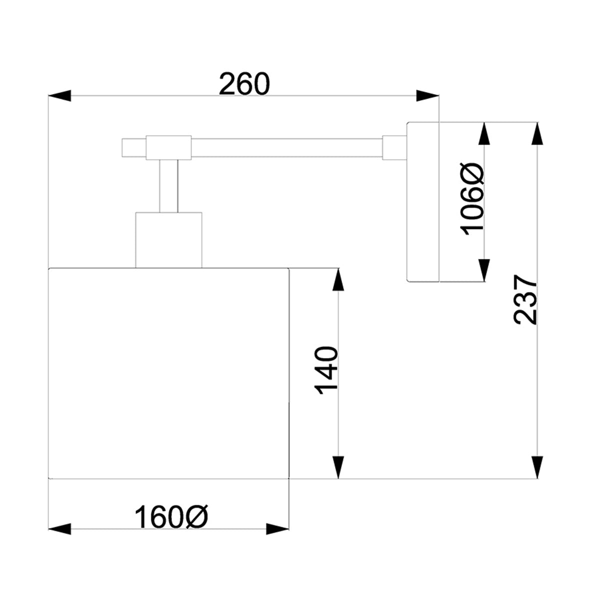 Elstead Balance 1 Light Wall Light in Black with White Shade