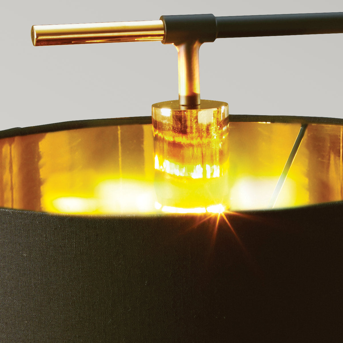 Elstead Balance Table Lamp in Black with Polished Brass Accents and Black Shade