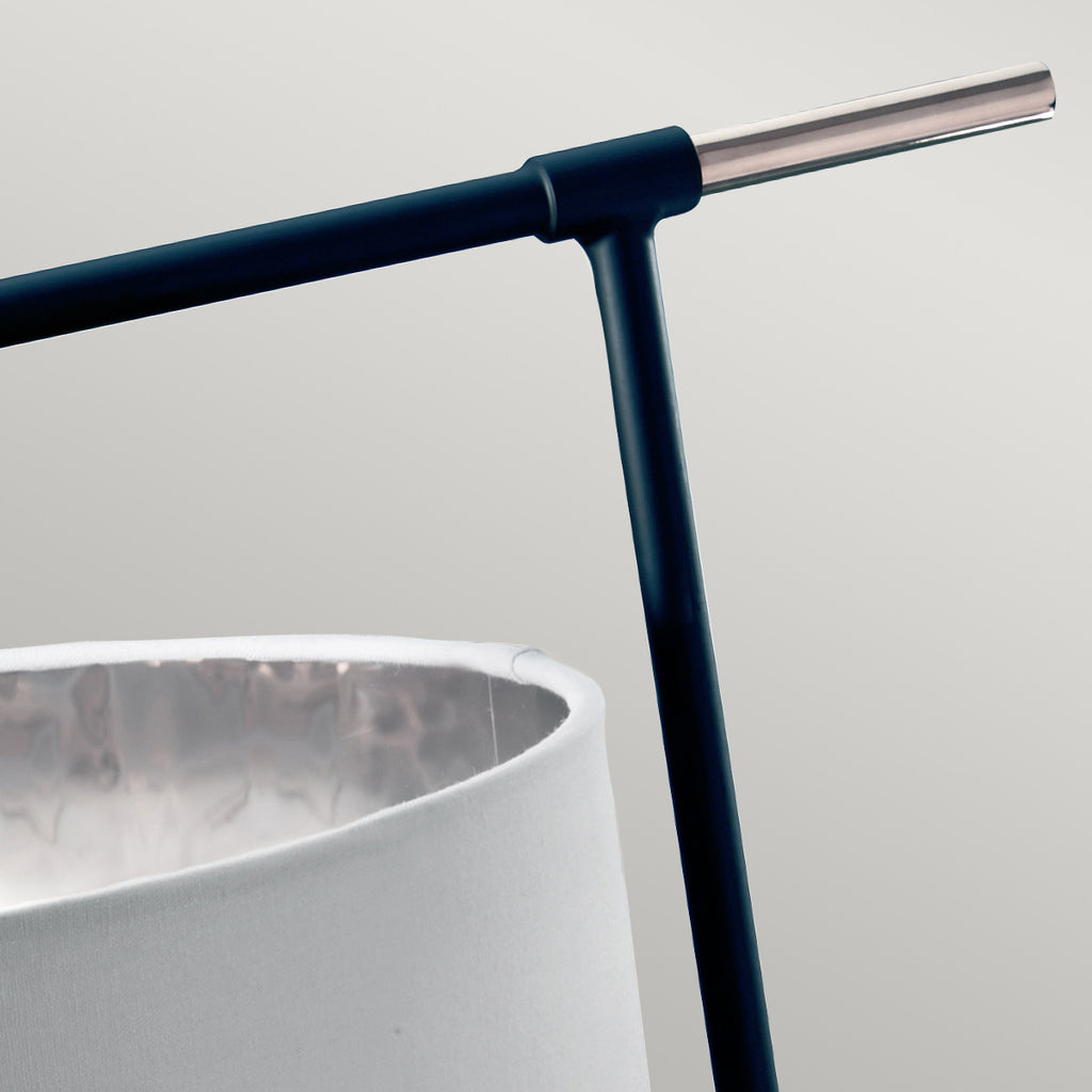Elstead Balance Table Lamp in Black with Polished Nickel Accents and White Shade