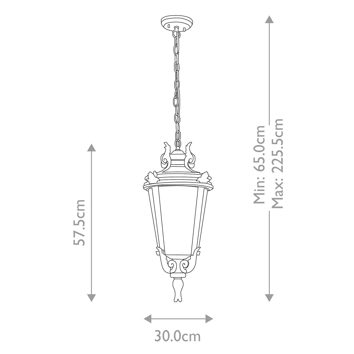 Elstead Baltimore Large Outdoor Chain Lantern in Weathered Bronze