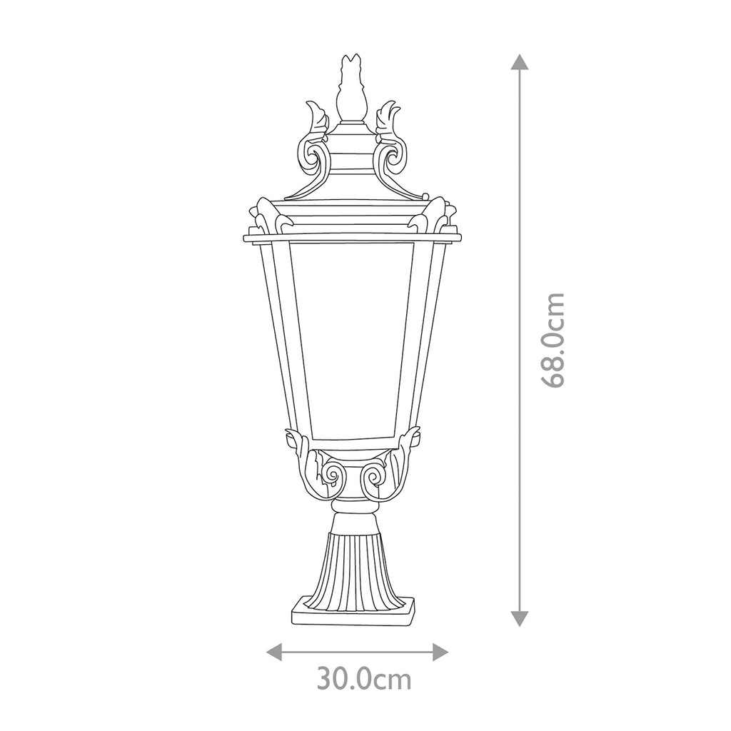 Elstead Baltimore Large Outdoor Pedestal Lantern in Weathered Bronze