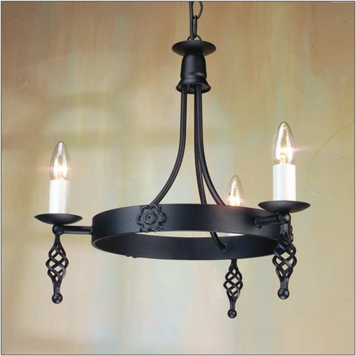 Elstead Belfry 3 Light Chandelier in Black