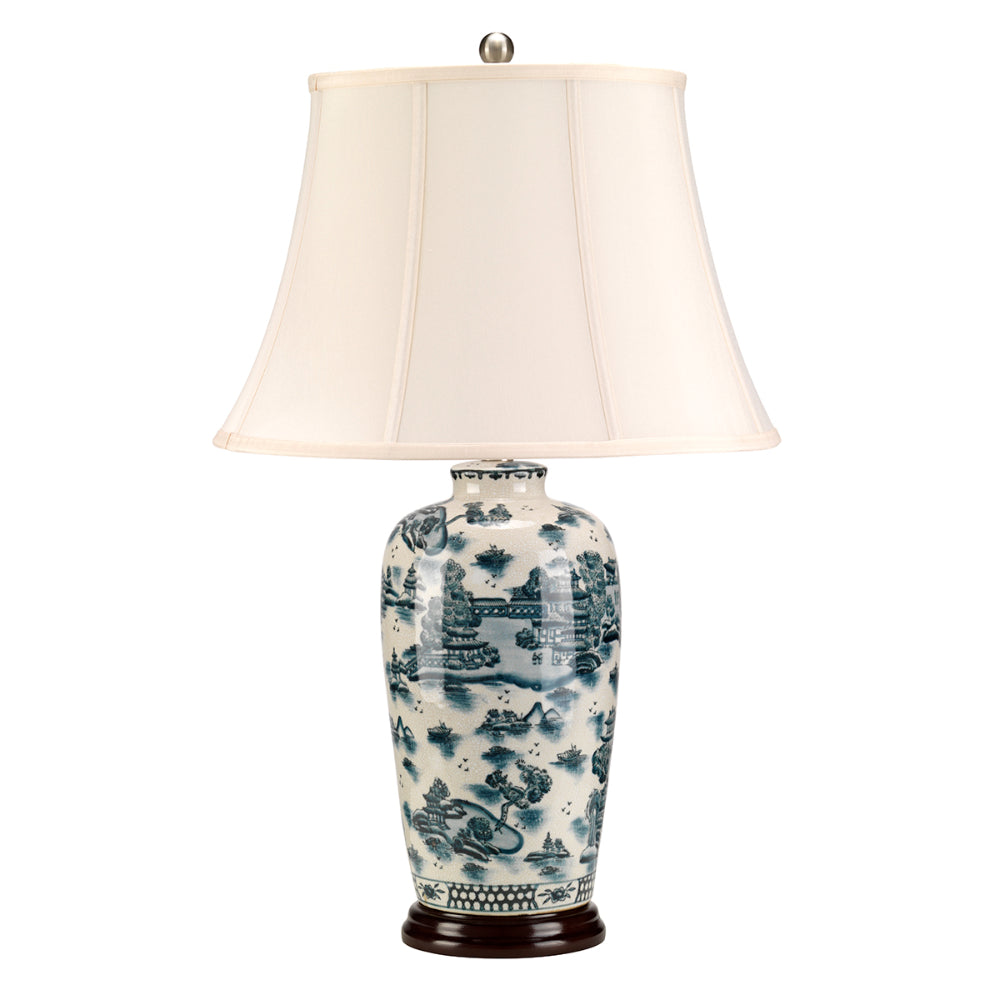 Elstead Blue Willow Traditional Table Lamp in Blue