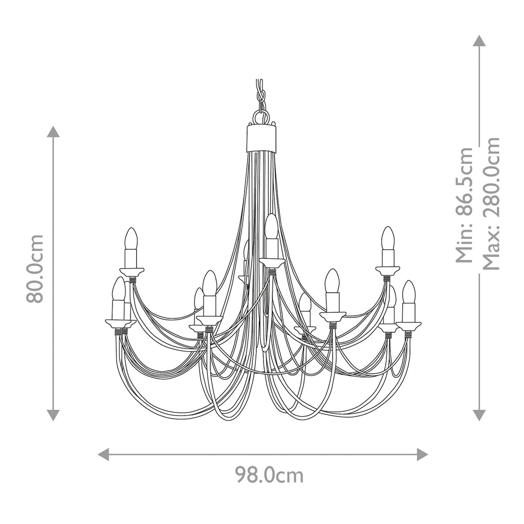 Elstead Carisbrooke 12 Light Chandelier in Black