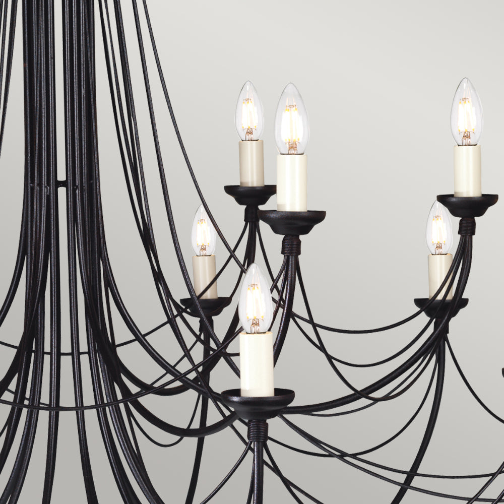 Elstead Carisbrooke 18 Light Chandelier in Black Finish