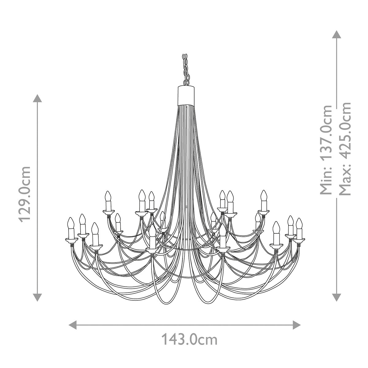 Elstead Carisbrooke 18 Light Chandelier in Black Finish
