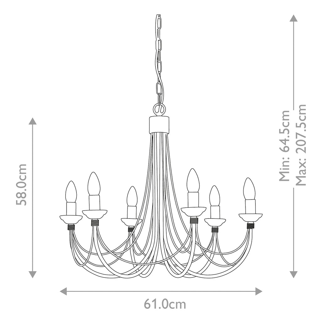 Elstead Carisbrooke 6 Light Chandelier in Black
