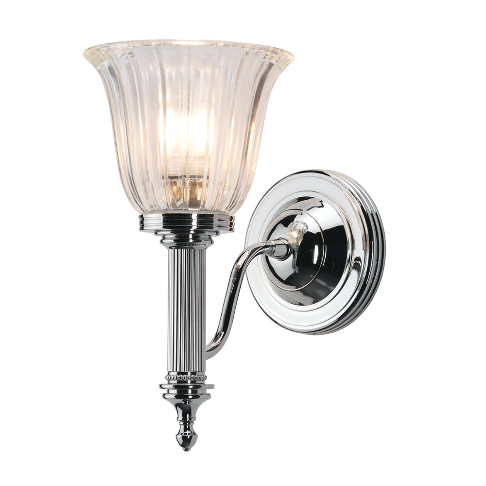 Elstead Carroll Bathroom Wall Light in Polished Chrome with Flute Shade