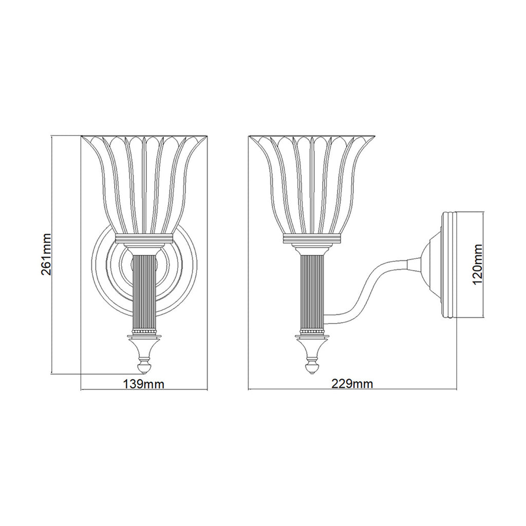 Elstead Carroll Bathroom Wall Light in Polished Chrome with Flute Shade