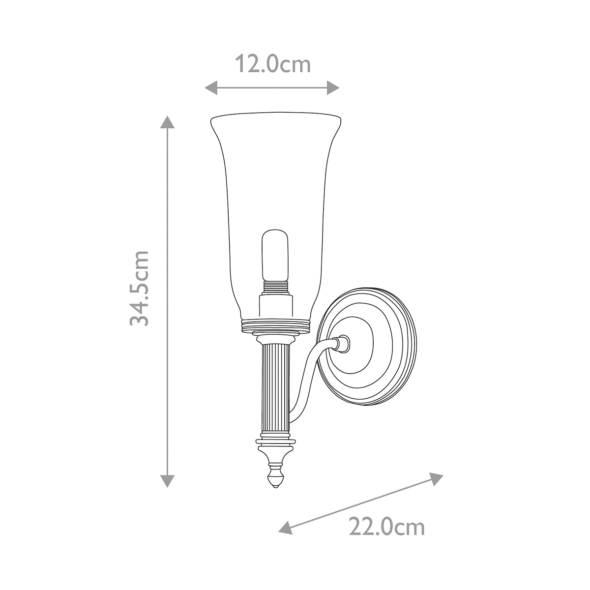 Elstead Carroll Bathroom Wall Light in Polished Chrome with Flute Shade