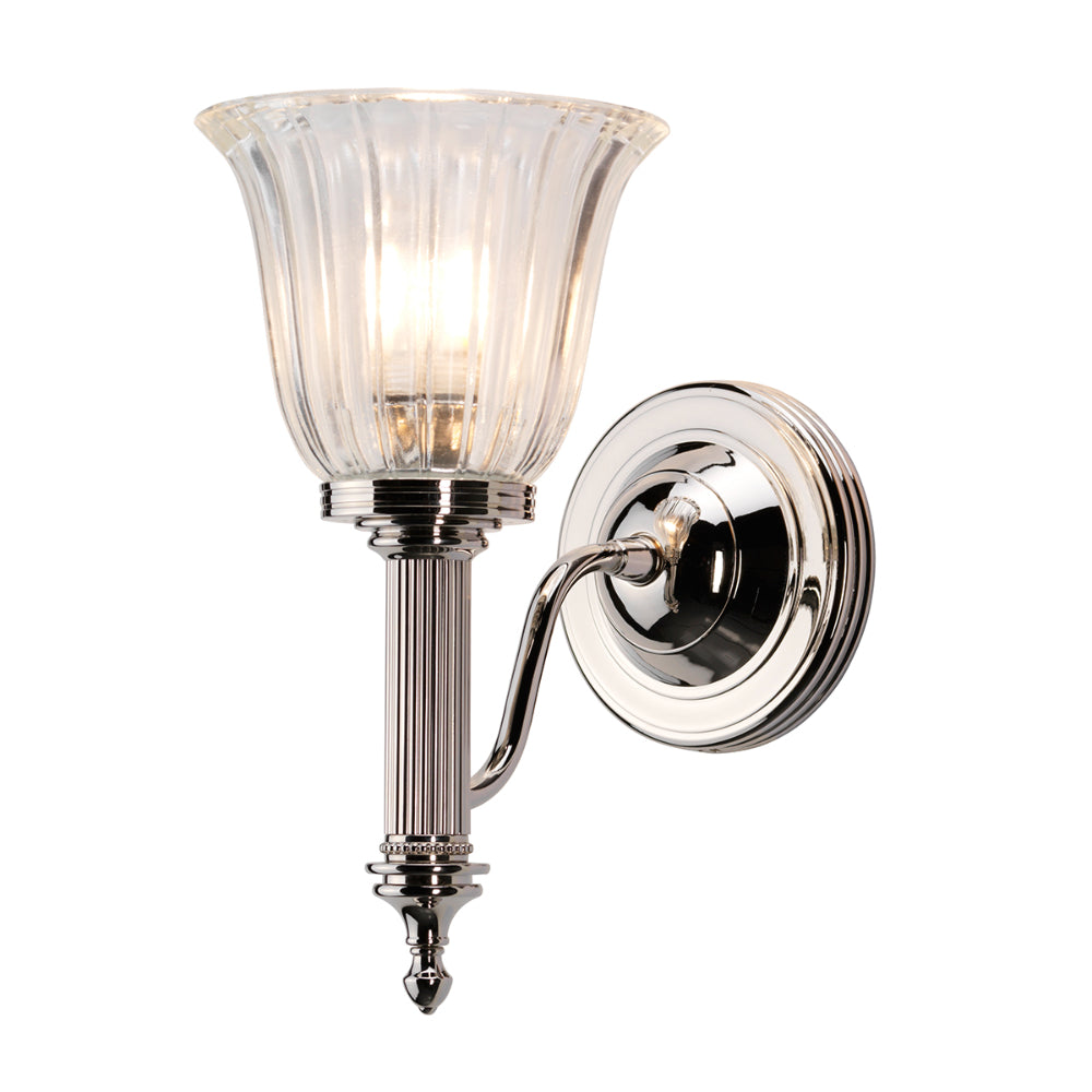 Elstead Carroll Bathroom Wall Light in Polished Nickel with Bell Shade