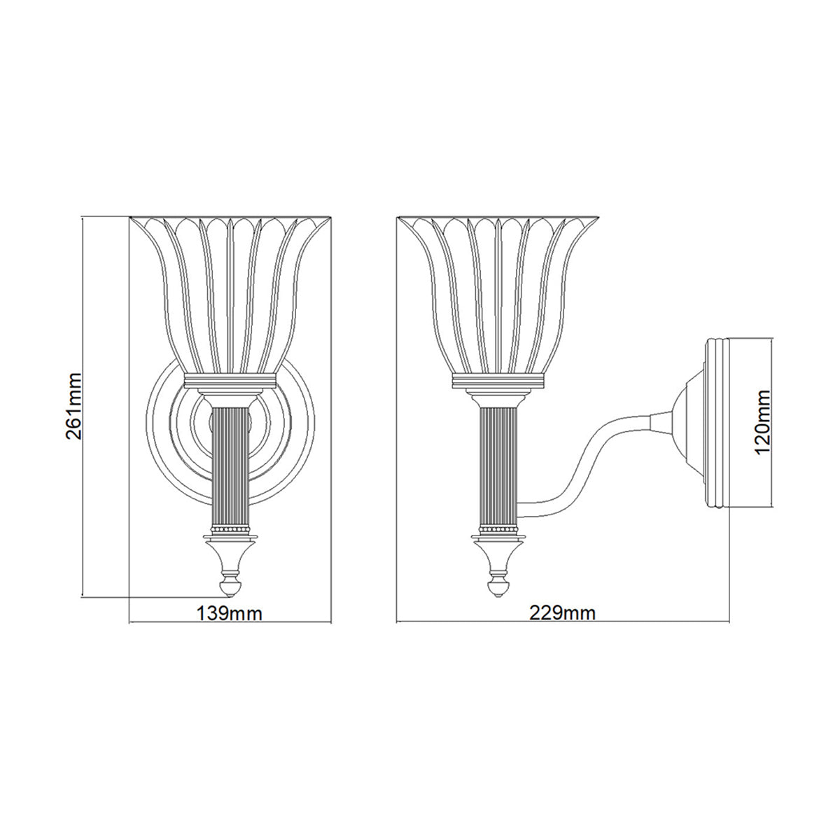 Elstead Carroll Bathroom Wall Light in Polished Nickel with Bell Shade