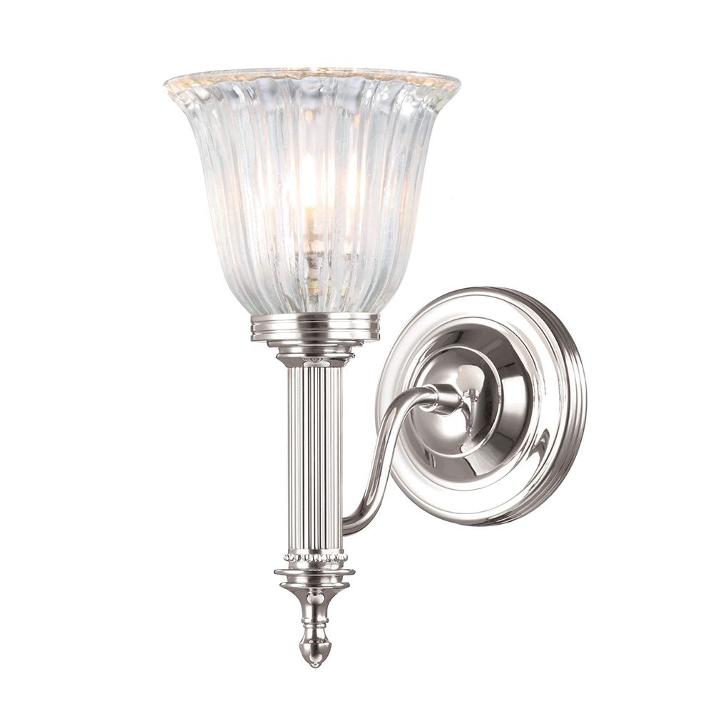 Elstead Carroll Bathroom Wall Light in Polished Nickel with Bell Shade