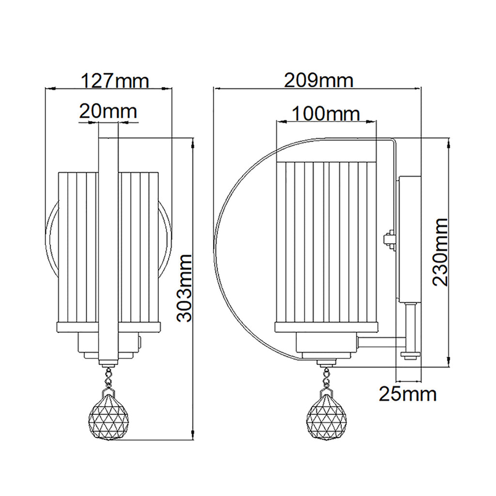 Elstead Cassie 1 Light Wall Light in Polished Nickel