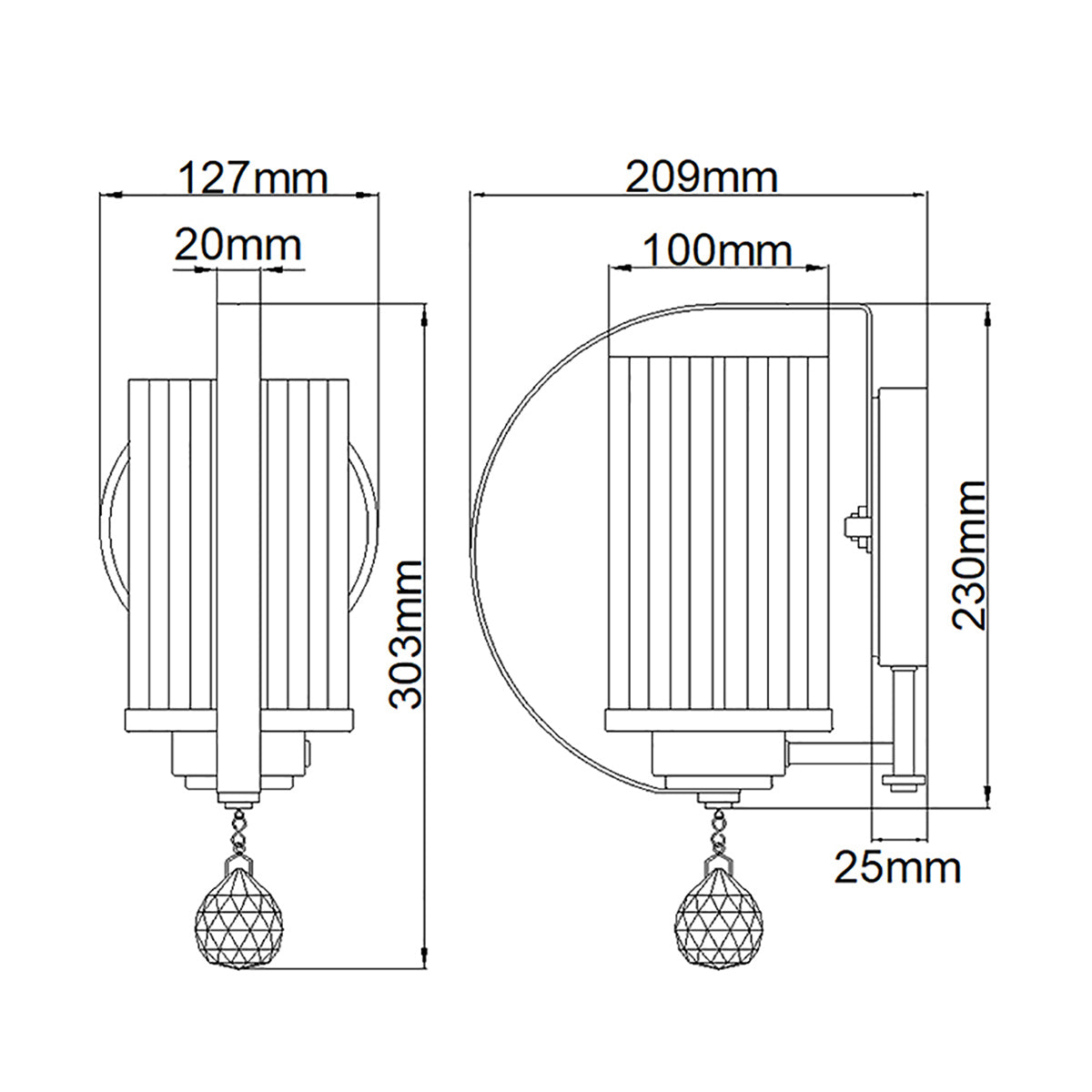 Elstead Cassie 1 Light Wall Light in Polished Nickel
