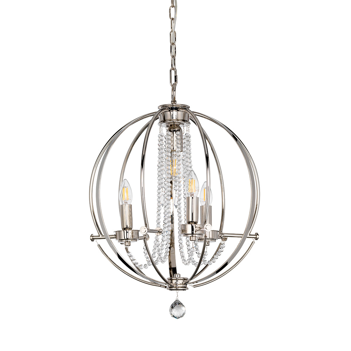 Elstead Cassie 4 Light Chandelier in Polished Nickel