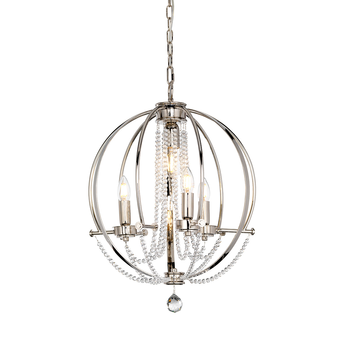 Elstead Cassie 4 Light Chandelier in Polished Nickel