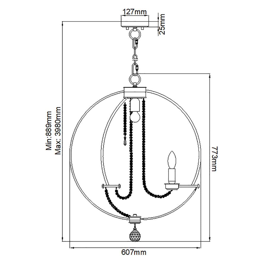 Elstead Cassie 7 Light Chandelier in Polished Nickel