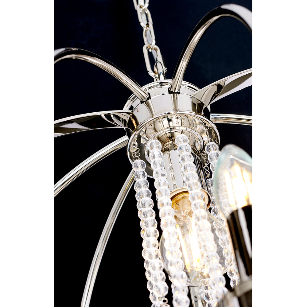Elstead Cassie 7 Light Chandelier in Polished Nickel