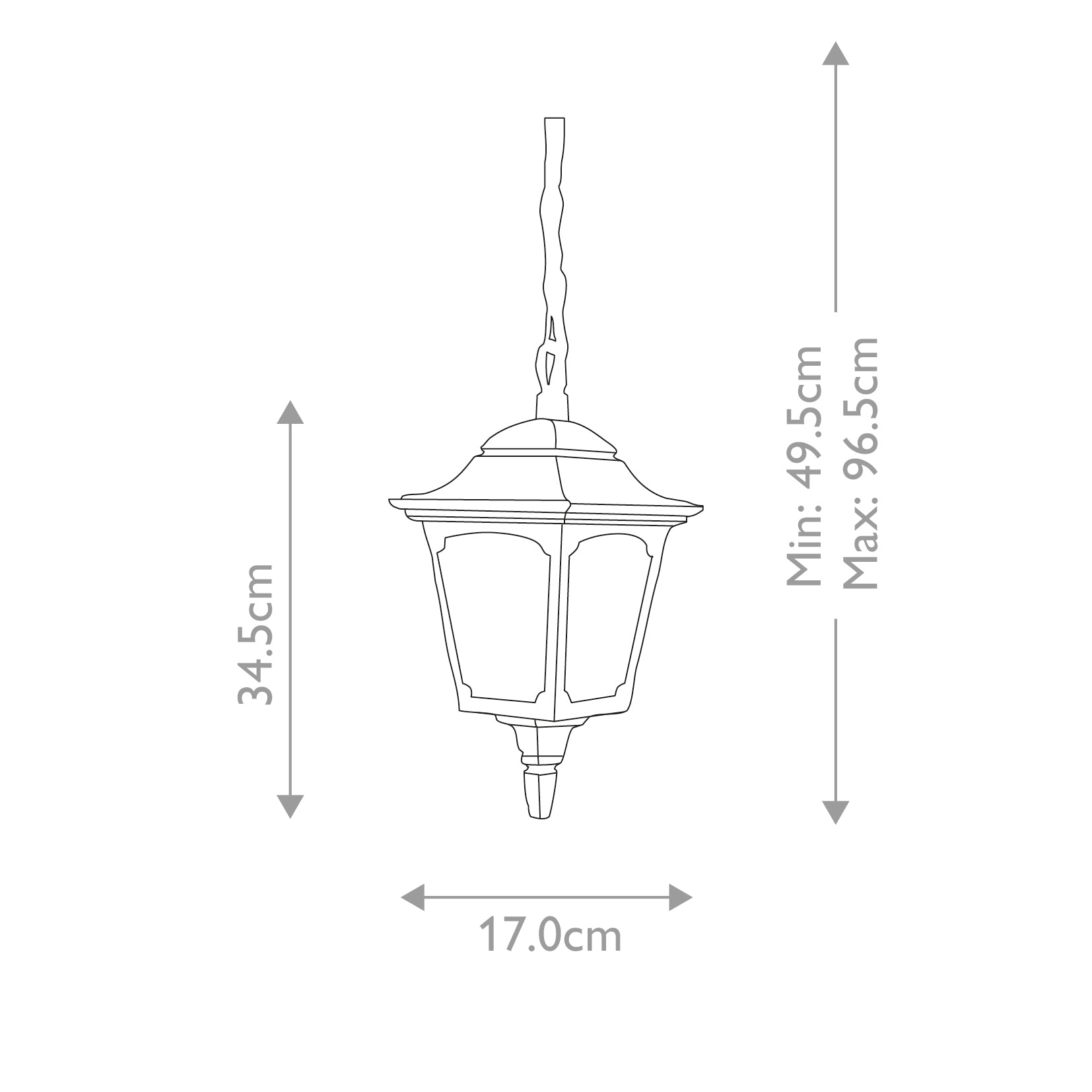 Elstead Chapel Mini Outdoor Chain Lantern in Black