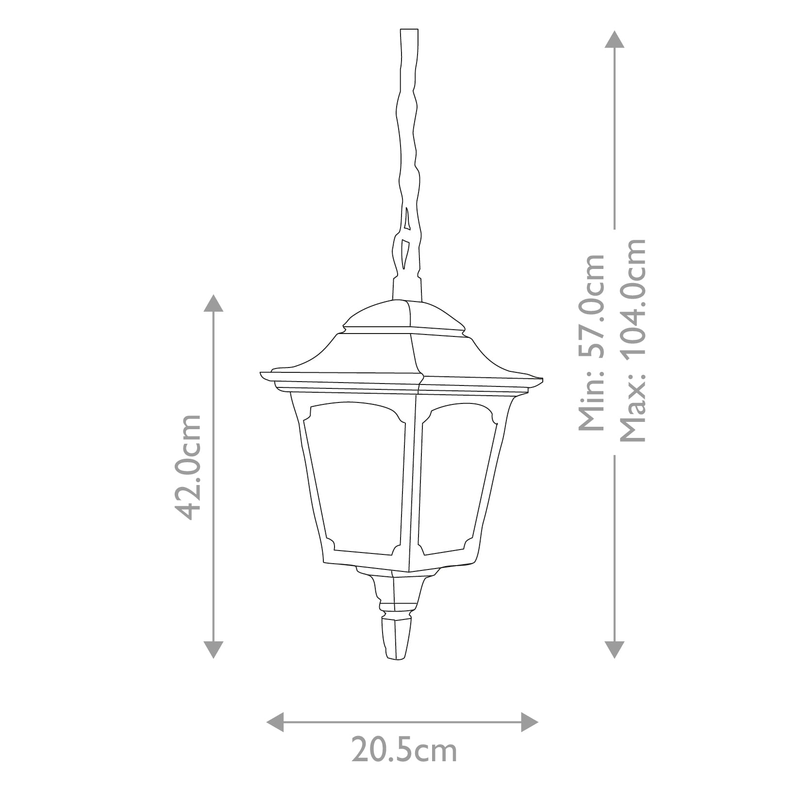 Elstead Chapel Outdoor Chain Lantern in Black