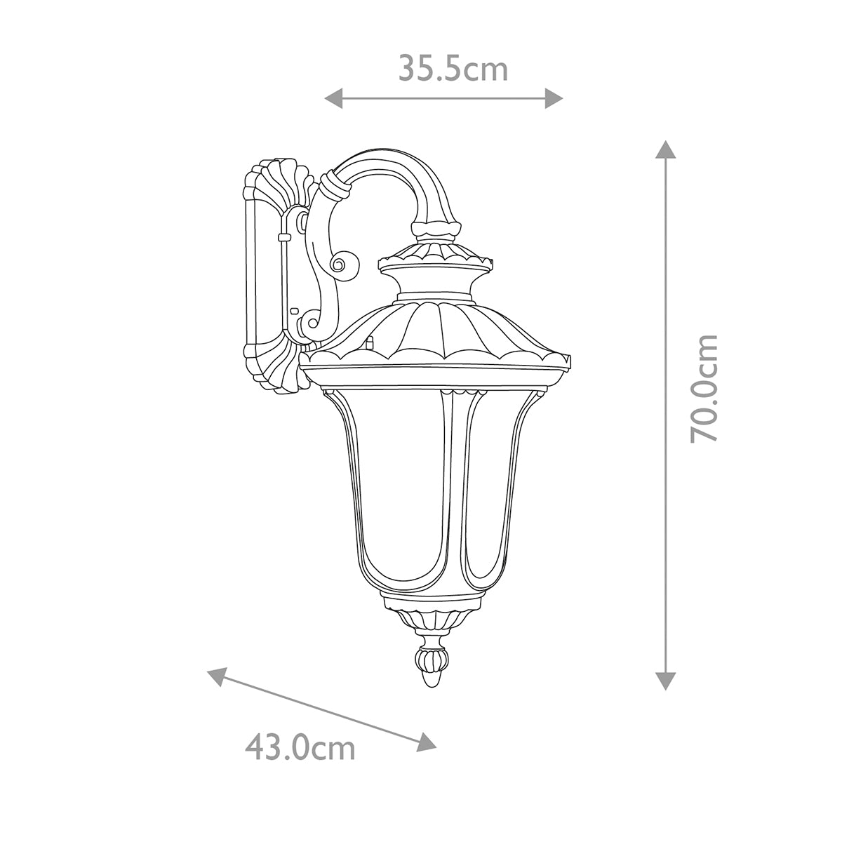 Elstead Chicago Large 4 Light Outdoor Wall Lantern in Rusty Brown Patina