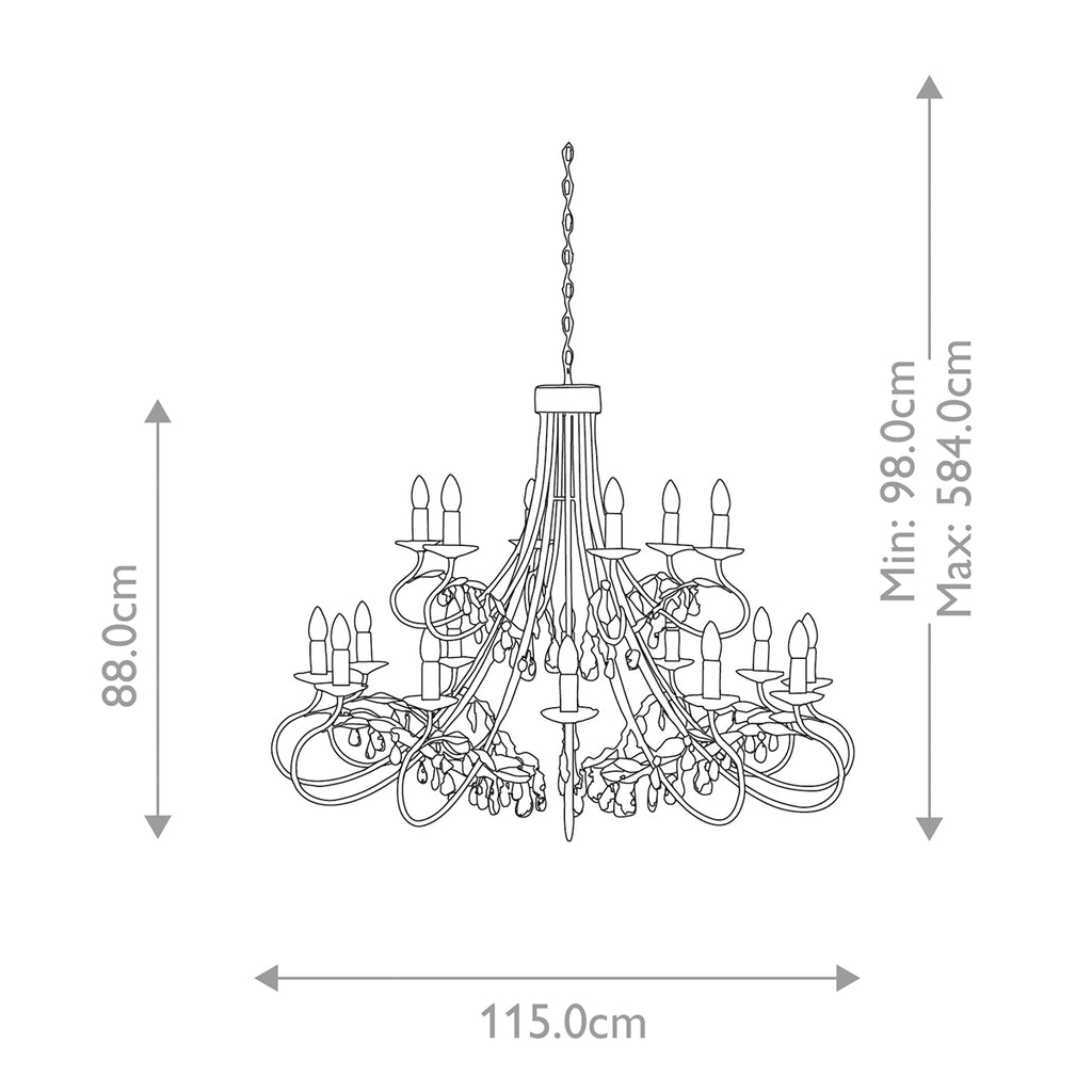 Elstead Christina 18 Light 2 Tier Chandelier in Silver Gold Finish