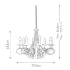 Elstead Christina 8 Light Chandelier in Silver Gold with Crystal Droplets