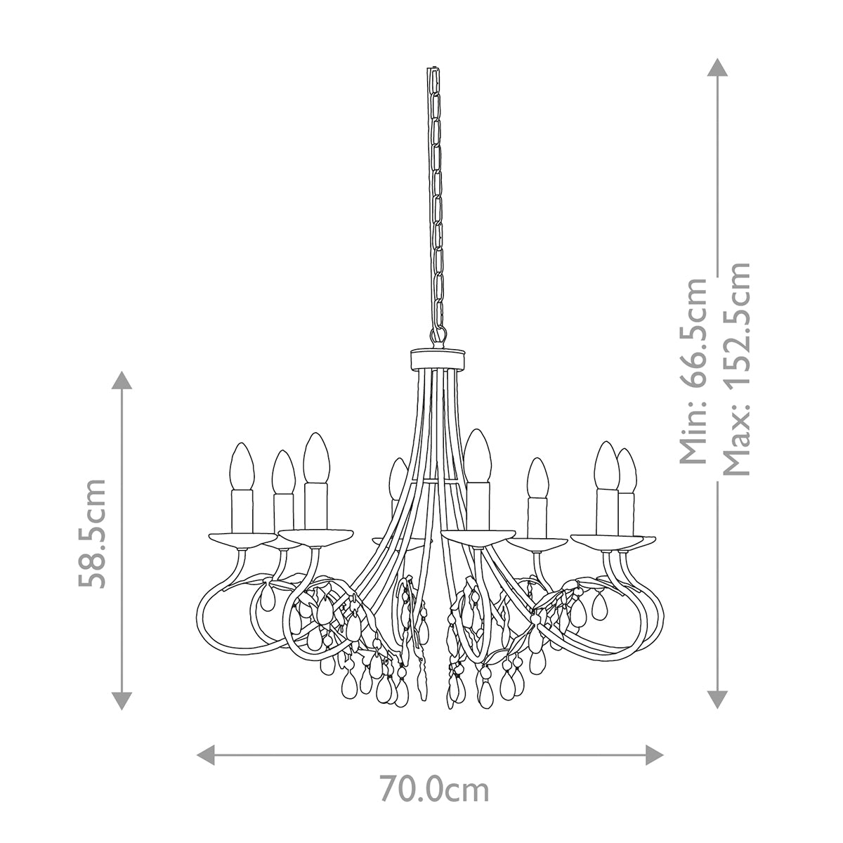 Elstead Christina 8 Light Chandelier in Silver Gold with Crystal Droplets