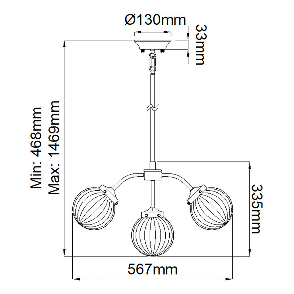 Elstead Cosmos 5 Light Pendant Light with Glass Shades in Cream