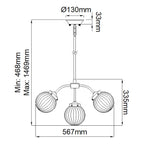 Elstead Cosmos 5 Light Pendant Light with Glass Shades in Cream