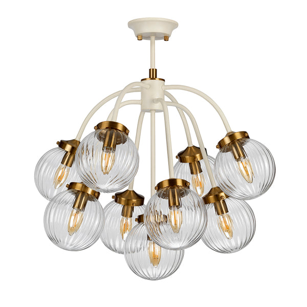 Elstead Cosmos 9 Light Pendant Light with Cream Glass Shades