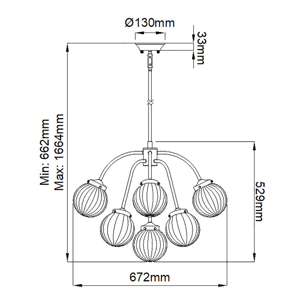 Elstead Cosmos 9 Light Pendant Light with Cream Glass Shades