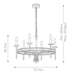 Elstead Crown 6 Light Chandelier in Hand Painted Grey Iron Gate